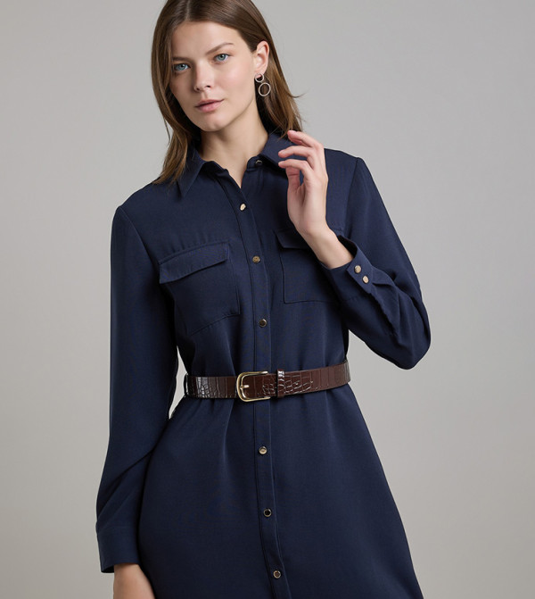 R&B Dresses - Blue Shirt & T-Shirt Dresses