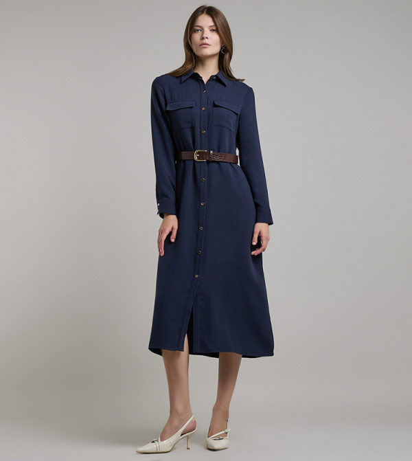 R&B Dresses - Blue Shirt & T-Shirt Dresses