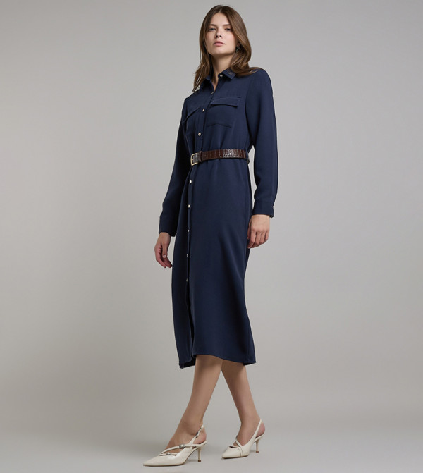 R&B Dresses - Blue Shirt & T-Shirt Dresses