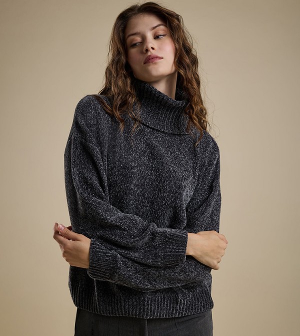 أر آند بي  سترات - رمادي داكن Turtle neck Sweaters