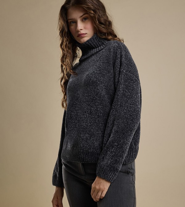 أر آند بي  سترات - رمادي داكن Turtle neck Sweaters