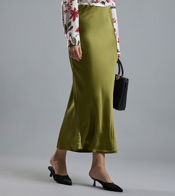 R&B Skirts - Olive Midi Skirts