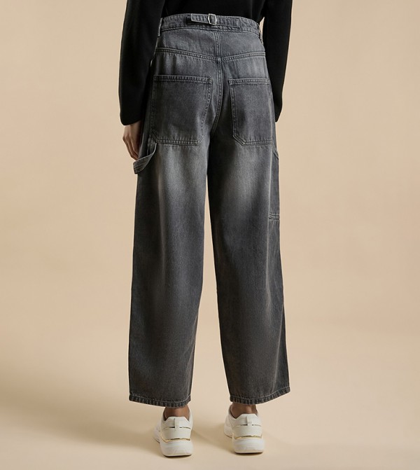 أر آند بي  بناطيل جينز - رمادي Straight Jeans