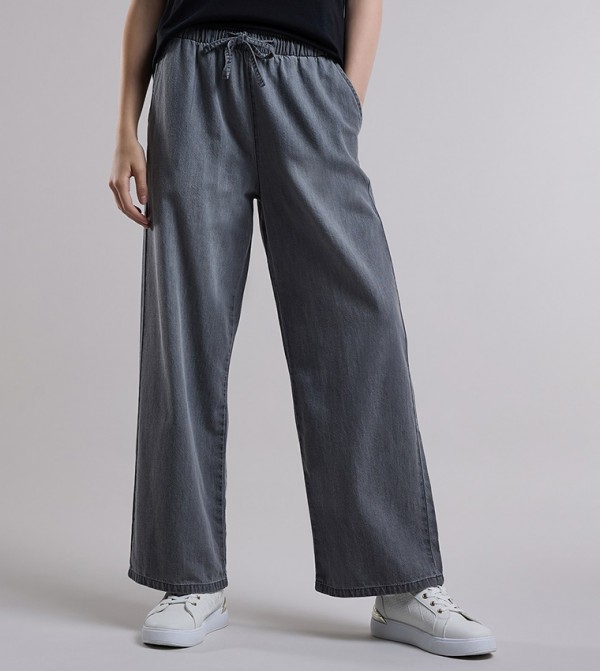 R&B  Jeans - Grey Wide Leg Jeans