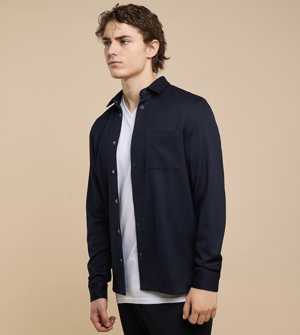 أر آند بي  قمصان - كحلي مزرق  Long Sleeves