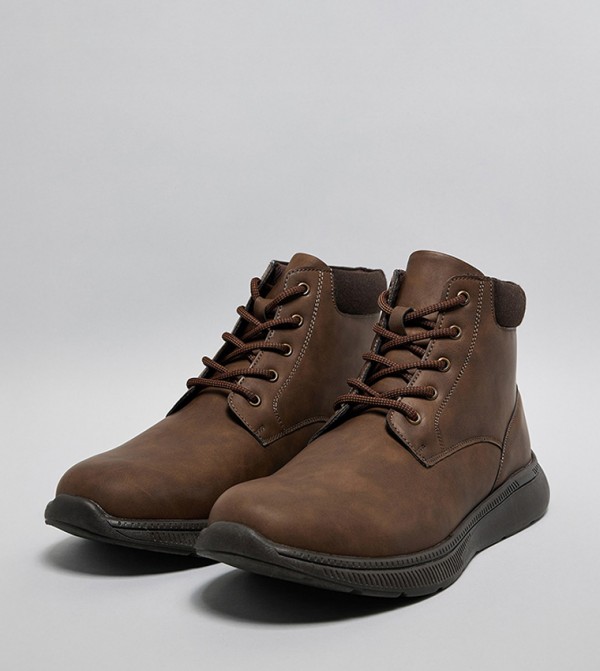 R&B  Boots - Brown Lace up Boots