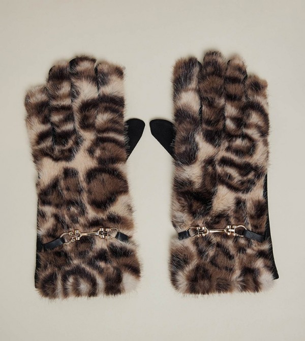 أر آند بي  قفازات - بيج Knit