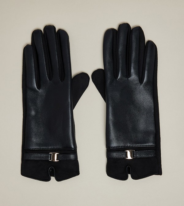 أر آند بي  قفازات - أسود Knit