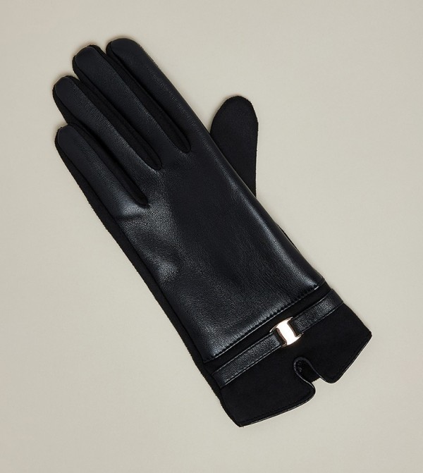 أر آند بي  قفازات - أسود Knit