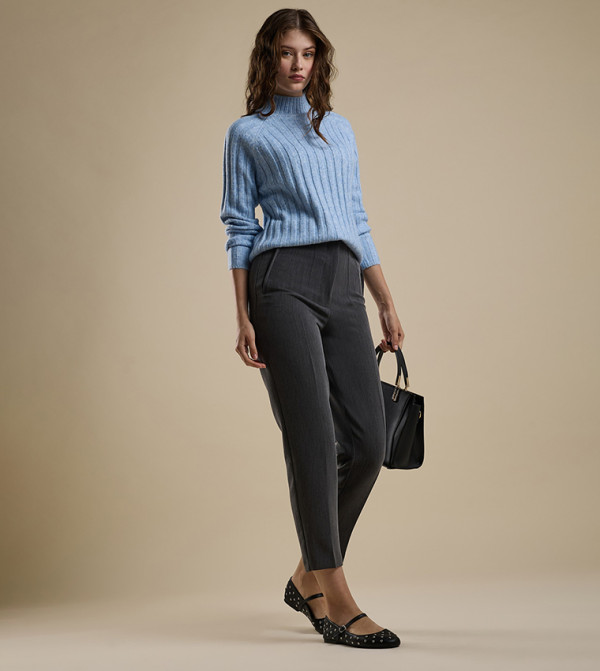 R&B  - Grey Melange Casual Pants