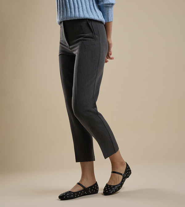 R&B  - Grey Melange Casual Pants