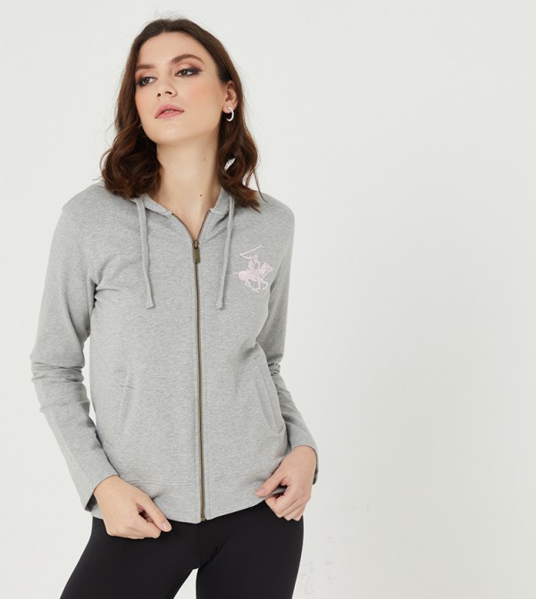بيفرلي هيلز بولو كلوب  هودي - رمادي Fashion Hoodie
