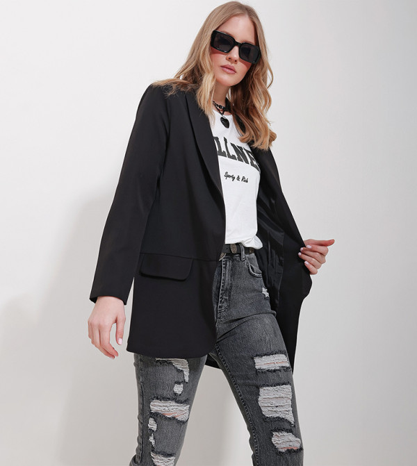Trend Alaçatı Stili Trend Alaçatı Stili - Black Blazers
