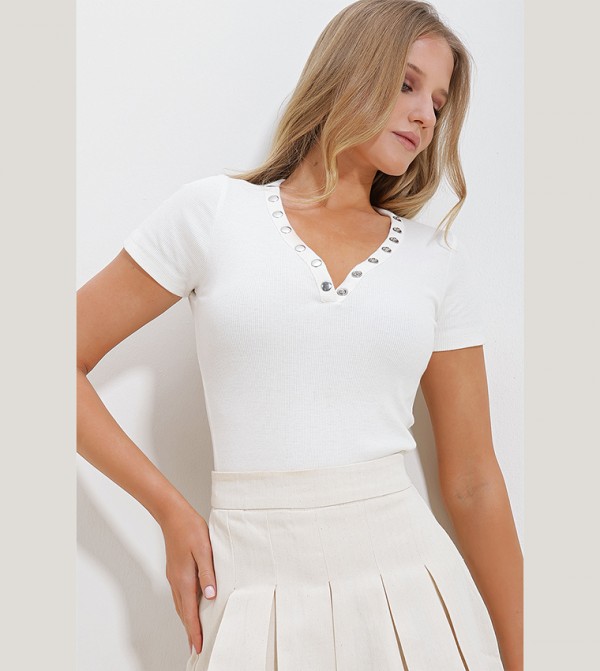 Trend Alaçatı Stili Trend Alaçatı Stili - White Tops & Blouses
