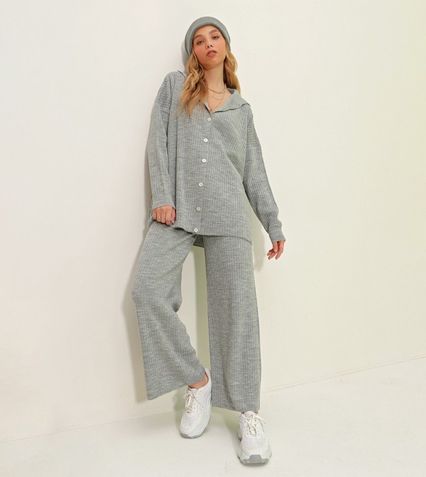 Trend Alaçatı Stili Trend Alaçatı Stili - Grey Co-Ord Sets