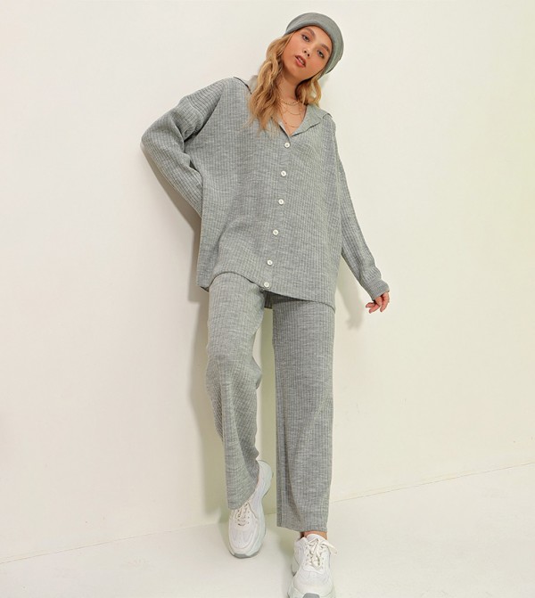 Trend Alaçatı Stili Trend Alaçatı Stili - Grey Co-Ord Sets