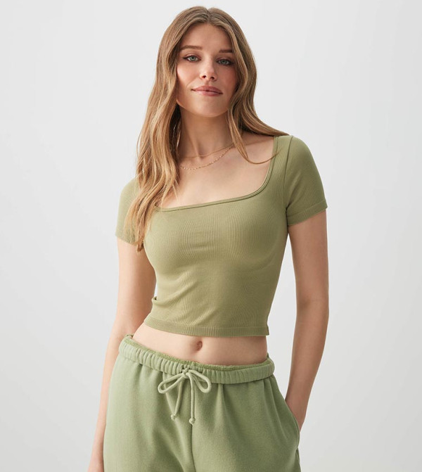 Ardene  Clothing - Green Cropped Tops