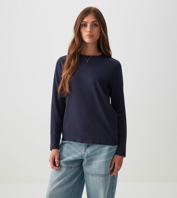 Ardene Long Sleeve T-Shirts - NAVY BLUE Long Sleeve T-Shirts