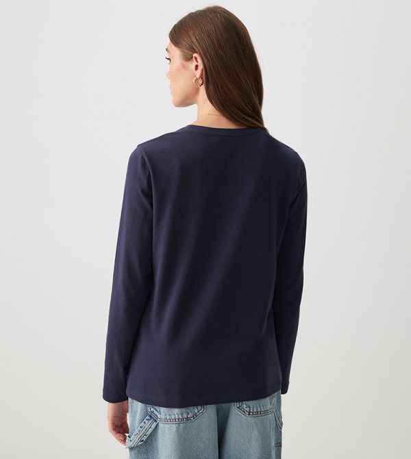 Ardene Long Sleeve T-Shirts - NAVY BLUE Long Sleeve T-Shirts