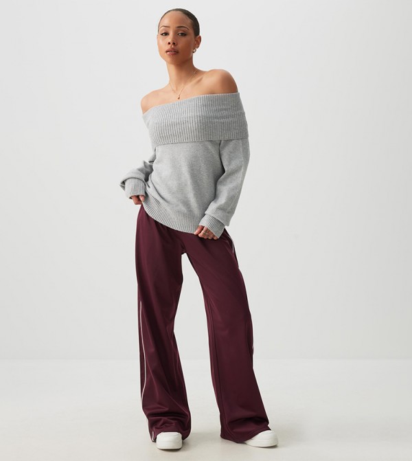 Ardene  Sportswear - Burgundy Track Pants & Joggers