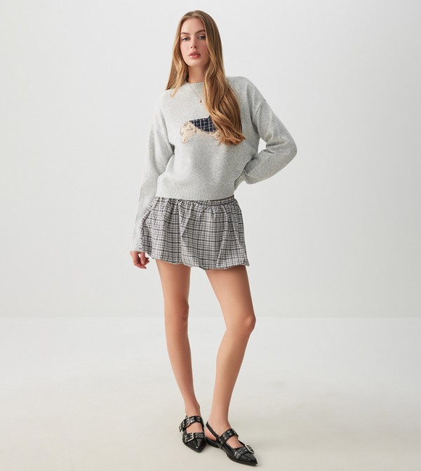 Ardene Ardene - LIGHT GREY Round Neck Sweaters