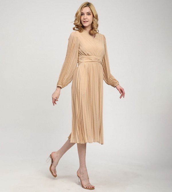 Beverly Hills Polo Club  Dresses - Beige Midi Dresses