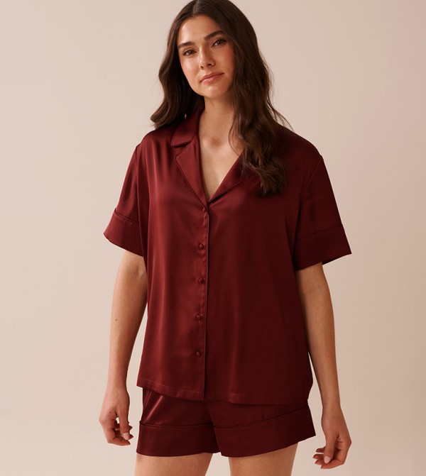 La Vie en Rose  - Maroon Pyjama Set