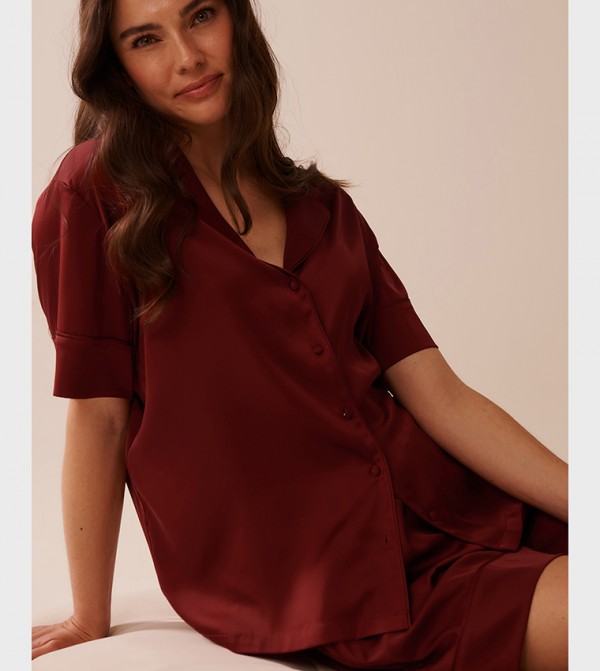 La Vie en Rose  - Maroon Pyjama Set