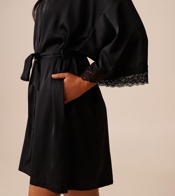 La Vie en Rose  Sleepwears & Loungewears - Black Night Robes & Kimonos
