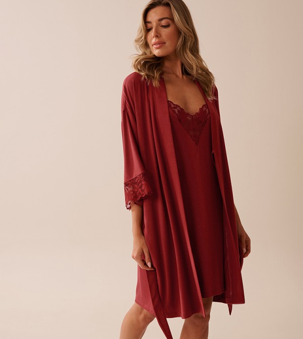 La Vie en Rose  - Maroon Night Robes & Kimonos