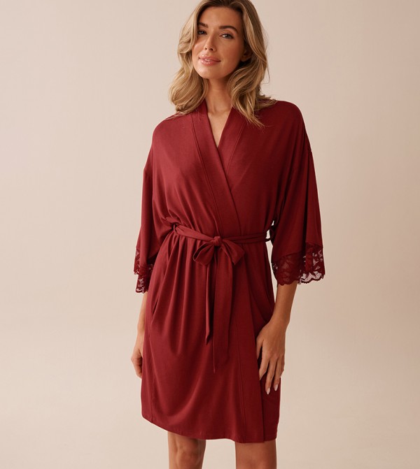 La Vie en Rose  - Maroon Night Robes & Kimonos