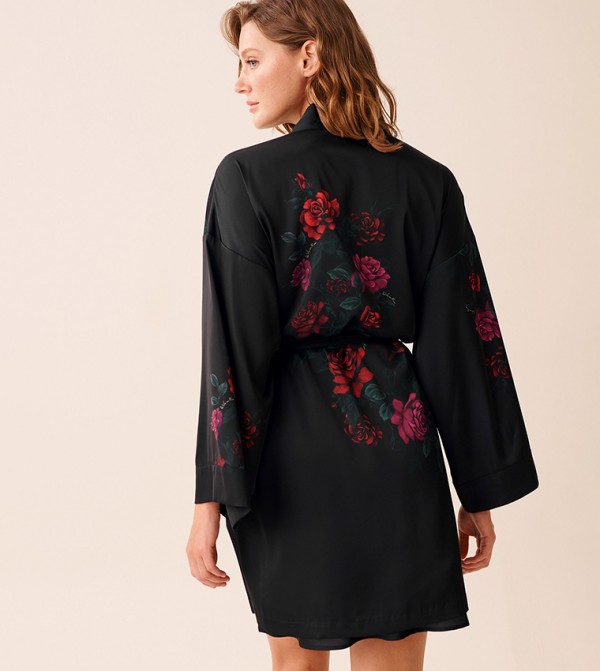 La Vie en Rose  - Black Night Robes & Kimonos
