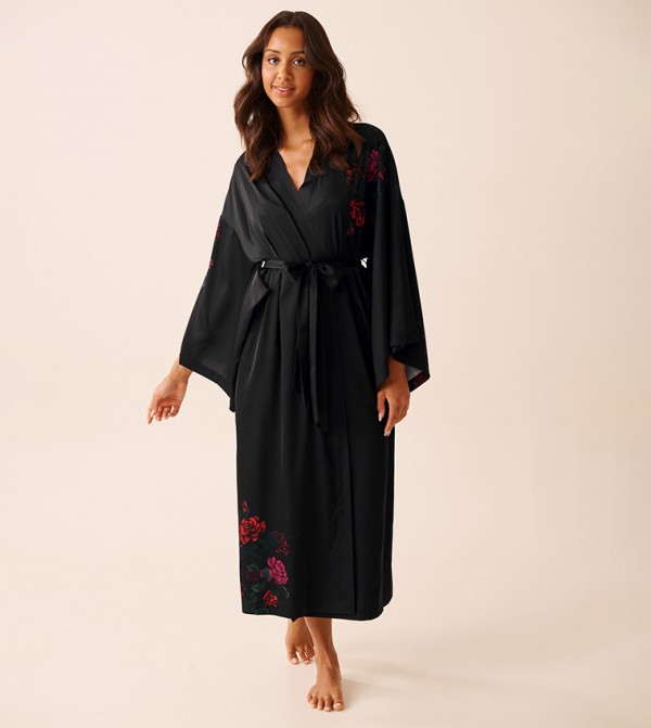La Vie en Rose  - Black Night Robes & Kimonos