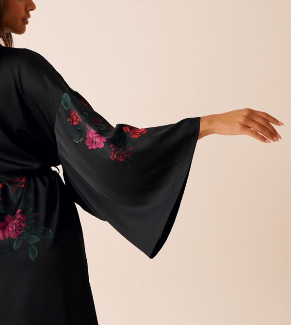 La Vie en Rose  - Black Night Robes & Kimonos