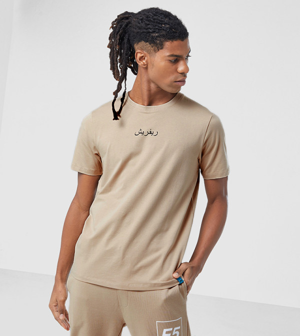 F5  - Beige Casual T-Shirts