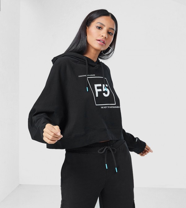 F5 F5 - أسود Fashion Hoodie