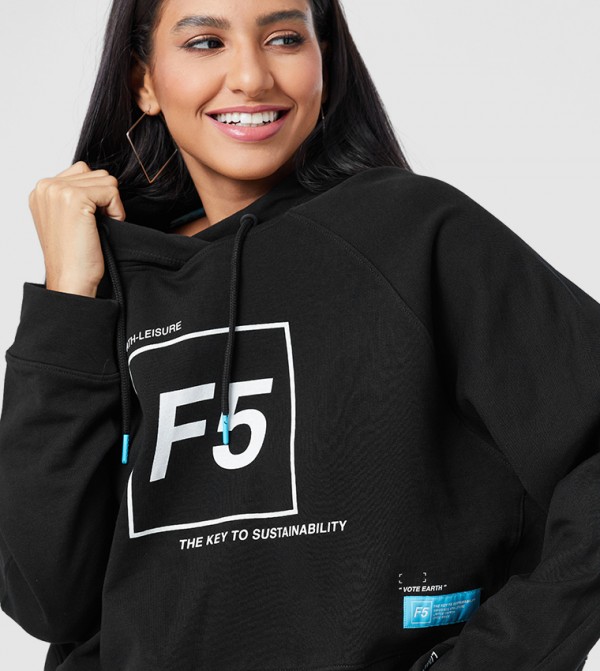 F5 F5 - أسود Fashion Hoodie