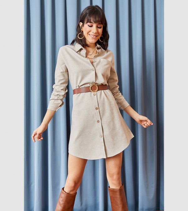 Olalook  - Beige Casual Dresses
