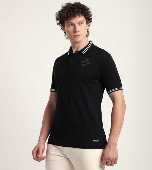 Beverly Hills Polo Club  Polo T-Shirts - Black Polo T-shirts