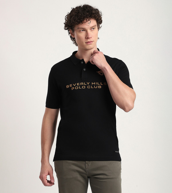 Beverly Hills Polo Club  Polo T-Shirts - Black Polo T-shirts