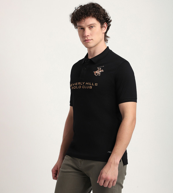 Beverly Hills Polo Club  Polo T-Shirts - Black Polo T-shirts