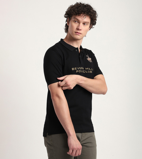 Beverly Hills Polo Club  Polo T-Shirts - Black Polo T-shirts