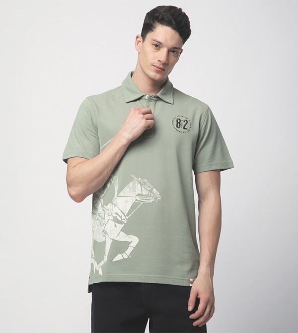 Beverly Hills Polo Club  Polo T-Shirts - Green Polo T-shirts