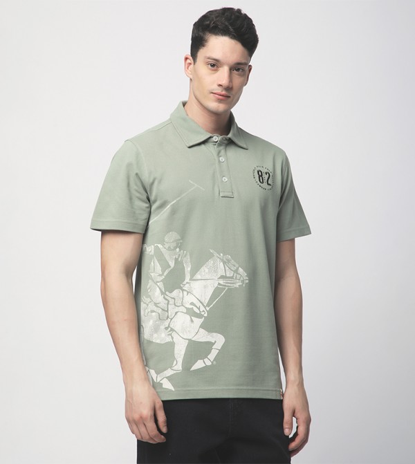 Beverly Hills Polo Club  Polo T-Shirts - Green Polo T-shirts
