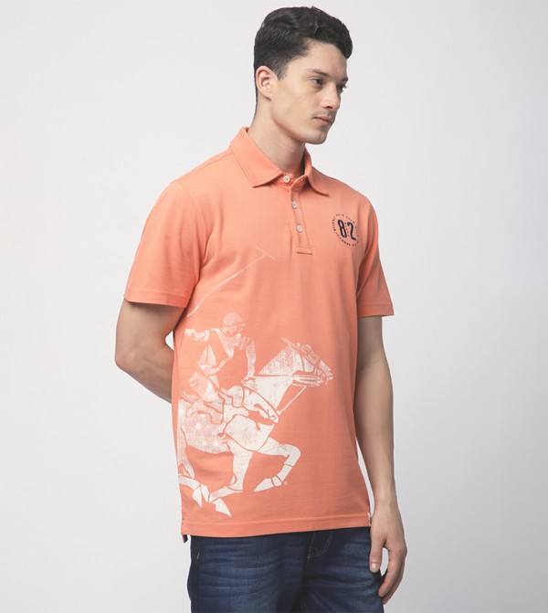 Beverly Hills Polo Club  Polo T-Shirts - Orange Polo T-shirts