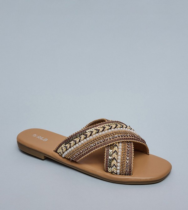 أر آند بي - بني Flat Sandals