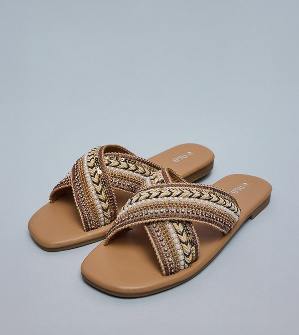 أر آند بي - بني Flat Sandals
