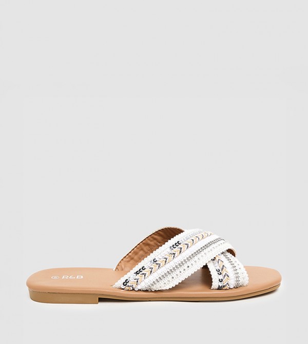 أر آند بي - عاجي Flat Sandals