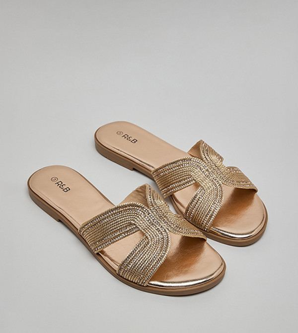 أر آند بي أر آند بي - ذهبي Flat Sandals