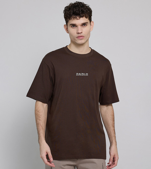 R&B Clothing - Brown Round Neck T-Shirts